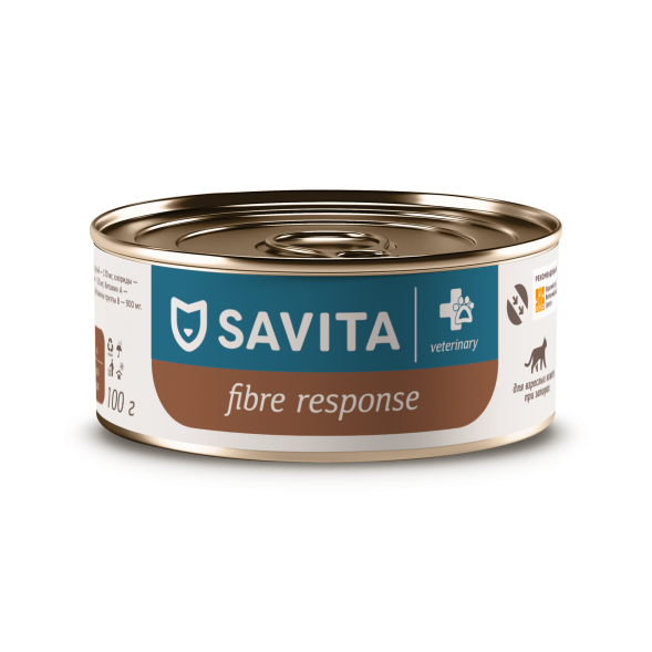 Savita Vet Gastrointestinal Fibre Response - Ветеринарный диетический влажный корм для взрослых кошек при запорах, 100 г
