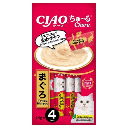 Inaba Ciao Churu - Пюре для кошек, тунец магуро, 14 гр х 4 шт