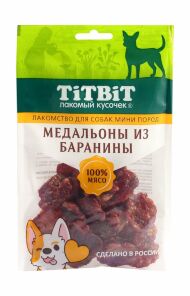 TiTBiT - Лакомство для собак мини пород, Медальоны из Баранины, 100 гр