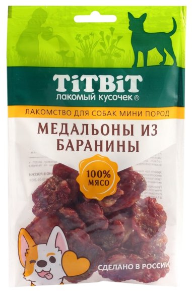 TiTBiT - Лакомство для собак мини пород, Медальоны из Баранины, 100 гр