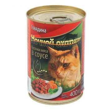 Ночной Охотник - Консервы для Кошек в Соусе - Говядина
