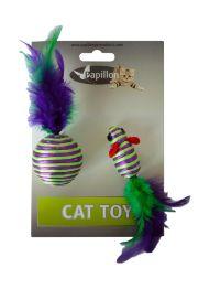Papillon - Игрушка для кошек "Мячик и мышка с перьями"