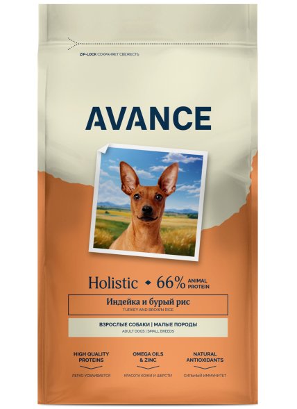 Avance Mini Adult - Полнорационный сухой корм для взрослых собак малых пород, с Индейкой и Бурым Рисом