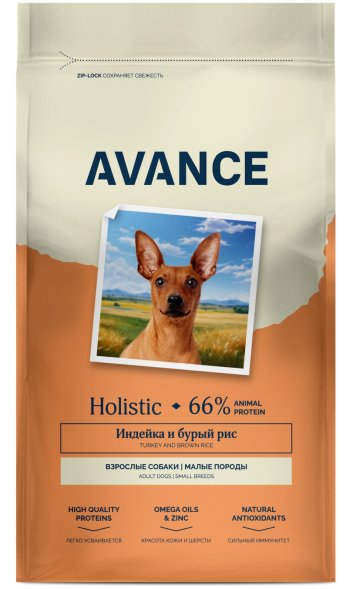 Avance Mini Adult - Полнорационный сухой корм для взрослых собак малых пород, с Индейкой и Бурым Рисом