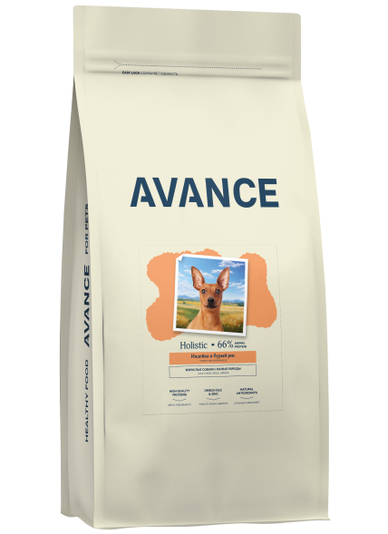 Avance Mini Adult - Полнорационный сухой корм для взрослых собак малых пород, с Индейкой и Бурым Рисом
