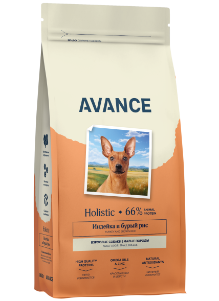 Avance Mini Adult - Полнорационный сухой корм для взрослых собак малых пород, с Индейкой и Бурым Рисом