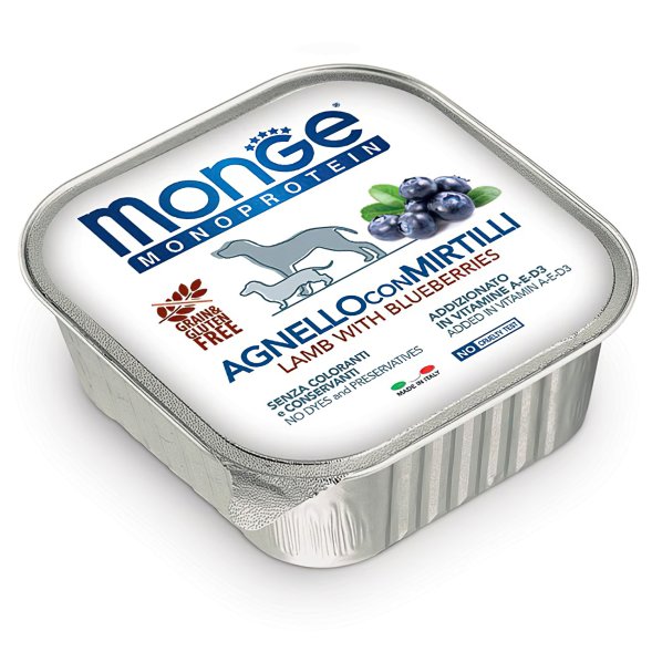 Monge Monoprotein (Монопротеин) - Консервы для собак паштет из ягненка с черникой 150 г