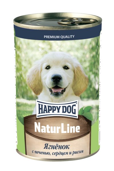 Happy Dog - Консервы для щенков, Ягненок с печенью, сердцем и рисом, 410гр
