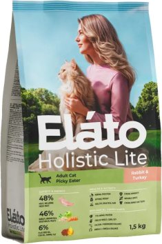 Elato Holistic Lite Adult Cat Picky Eater - Сухой корм для взрослых привередливых кошек, с кроликом и индейкой