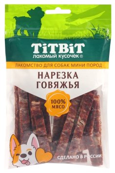 TiTBiT - Лакомство для собак мини пород, Нарезка Говяжья, 70 гр