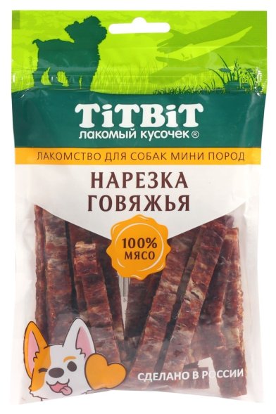 TiTBiT - Лакомство для собак мини пород, Нарезка Говяжья, 70 гр