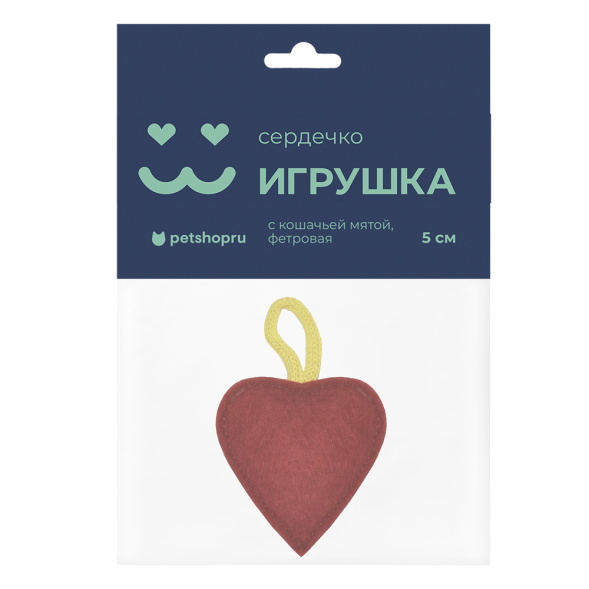 PetSHOP - Игрушка для кошек &amp;quot;Фетровое сердечко с кошачьей мятой&amp;quot;, 5 см