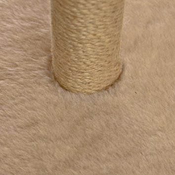 PetSHOP - Когтеточка-столбик, восьмиугольная с помпоном, бежевая, 48x36x34 см джут, мех