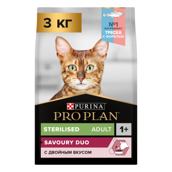 Pro Plan OptiSavour Sterilised - Сухой корм для стерилизованных кошек с треской и форелью