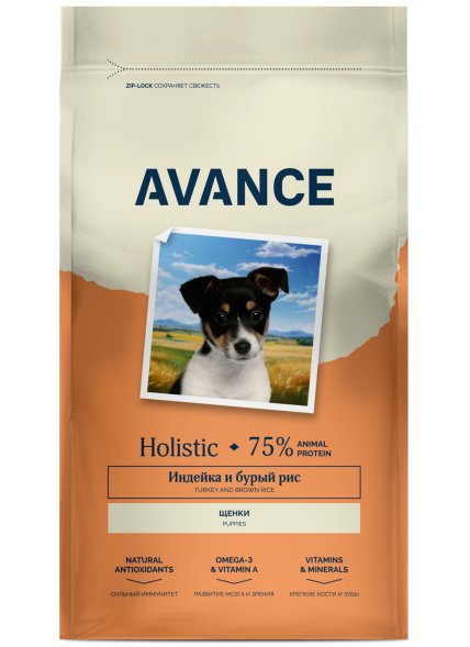 Avance Puppy - Полнорационный сухой корм для щенков, с Индейкой и Бурым Рисом