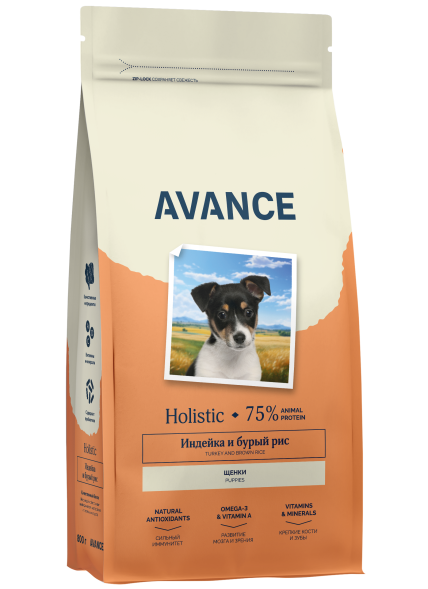 Avance Puppy - Полнорационный сухой корм для щенков, с Индейкой и Бурым Рисом
