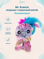 Mr. Kranch - Игрушка для кошек Осьминожка плюшевая с кошачьей мятой и перышками 6,5 см розовая