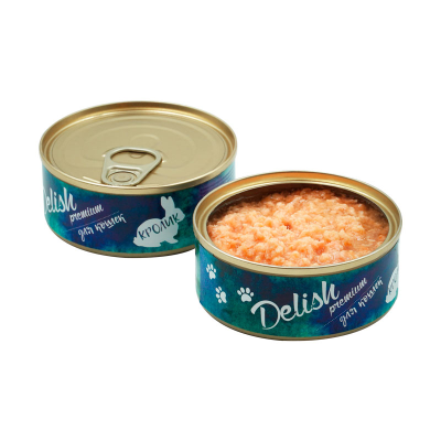 Delish - Влажный корм для взрослых кошек с кроликом, 100 гр