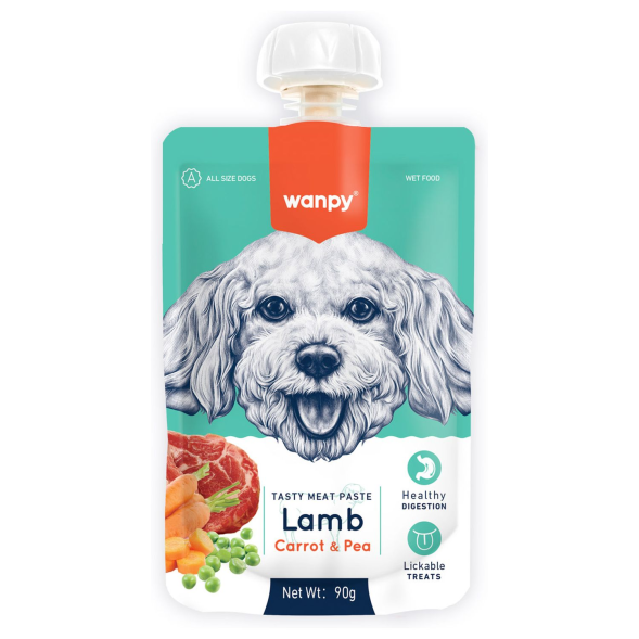Wanpy Dog - Лакомство для собак, мясной мусс из ягненка и моркови с горохом 90гр