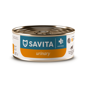 Savita Vet Urinary - Ветеринарный диетический влажный корм для взрослых кошек при мочекаменной болезни, 100 г