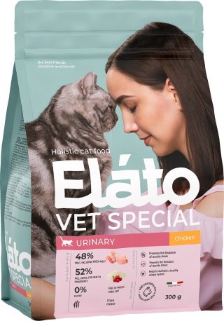 Elato Holistic Vet Special Urinary - Сухой корм диетический для котов и кошек при заболеваниях нижних отделов мочевыводящих путей, с курицей, 300 г