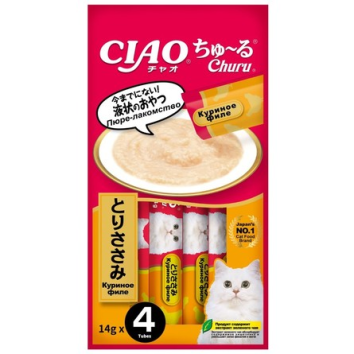 Inaba Ciao Churu - Пюре для кошек, куриное филе, 14 гр х 4 шт