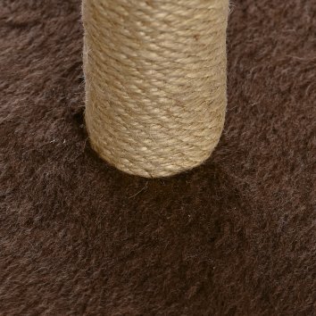 PetSHOP - Когтеточка-столбик, восьмиугольная с помпоном коричневая, 48x36x34 см джут,мех