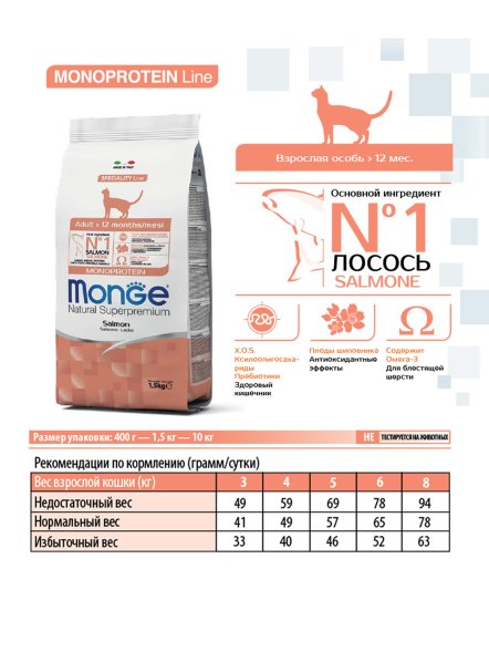 Monge Salmon - Корм для взрослых кошек с лососем