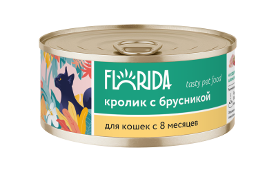 Florida - Консервы для кошек, с Кроликом и Брусникой, 100гр