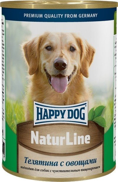 Happy Dog - Кусочки в фарше для собак, телятина с овощами, 410гр