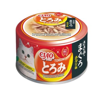 Inaba Ciao Toromi - Влажный корм для кошек, куриное филе и тунец магуро с кальмаром в бульоне, 80 г