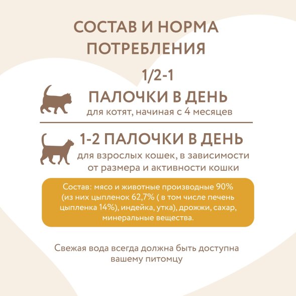 Мнямс - Лакомство для кошек, лакомые палочки из цыпленка и печени