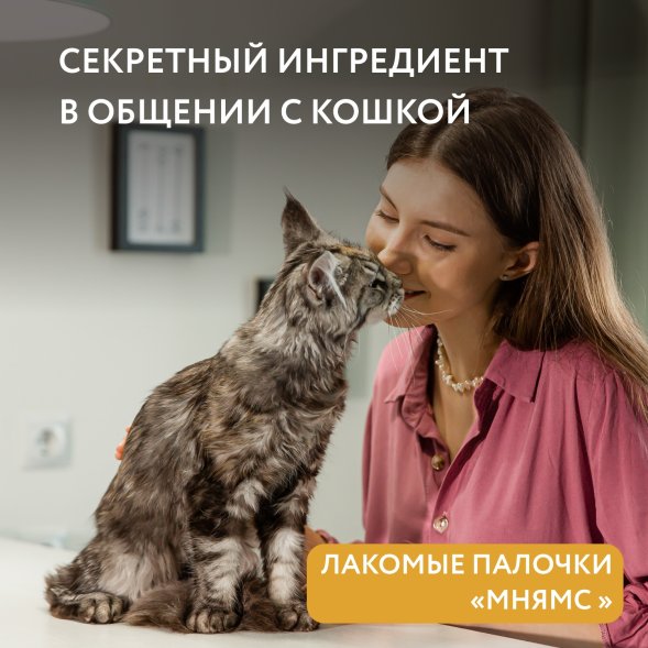 Мнямс - Лакомство для кошек, лакомые палочки из цыпленка и печени