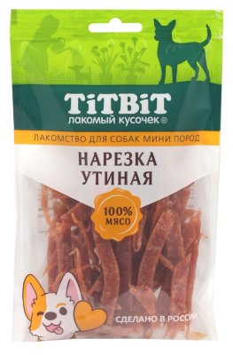 TiTBiT - Лакомство для собак мини пород, Нарезка Утиная, 70 гр TiTBiT - Лакомство для собак мини пород, Нарезка Утиная, 70 гр