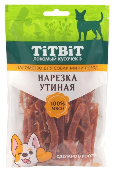 TiTBiT - Лакомство для собак мини пород, Нарезка Утиная, 70 гр