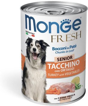 Monge Dog Fresh Chunks in Loaf - Консервы для пожилых собак, мясной рулет с индейкой и овощами 400гр