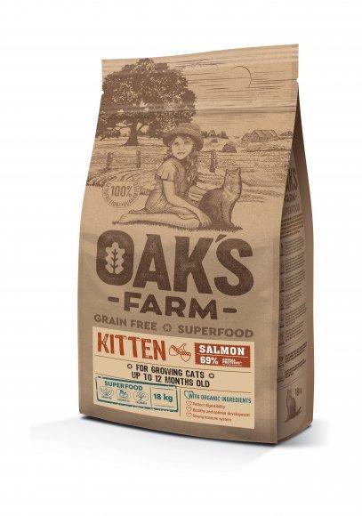 22138.580 Oak's Farm Kitten - Syhoi korm dlya kotyat, s lososem kypit v zoomagazine «PetXP» Oak's Farm Kitten - Сухой корм для котят, с лососем