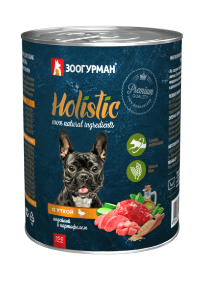 Зоогурман Holistic - Консервы для собак, утка с индейкой и картофелем