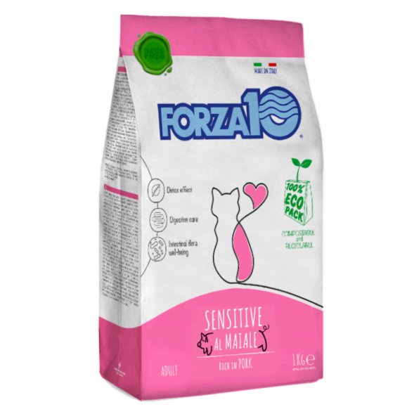 Forza10 Maintenance Sensitive - Сухой корм для взрослых кошек с чувствительным пищеварением, со Свининой