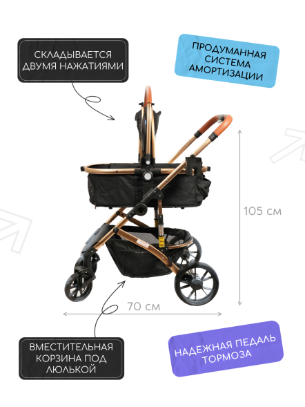 Mr. Kranch - Коляска прогулочная для собак и кошек большая с амортизацией (макс. нагрузка 20 кг.)