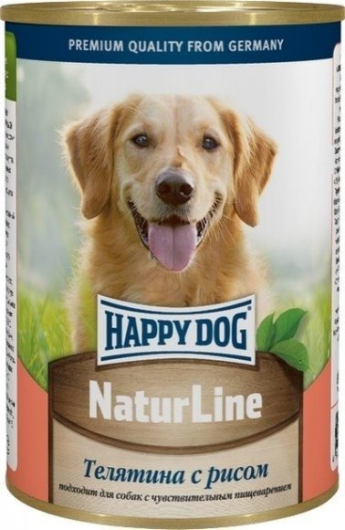 Happy Dog - Кусочки в фарше для собак, телятина с рисом, 410гр