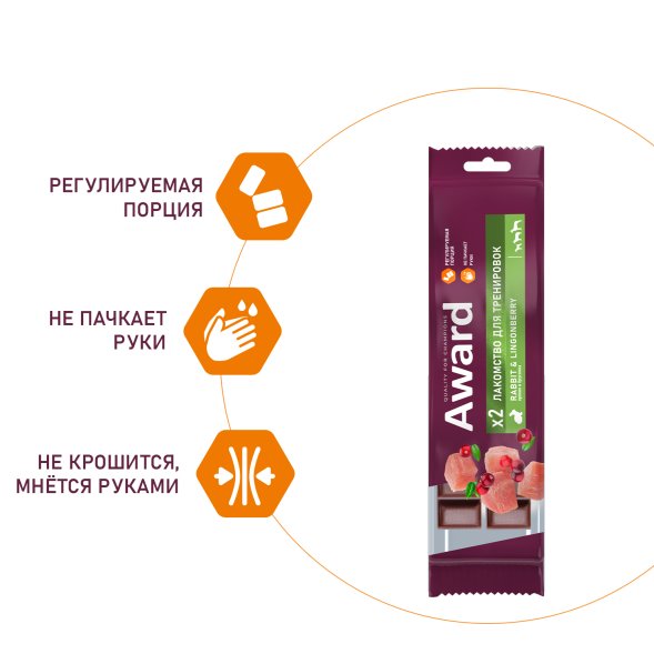 Award - Лакомство для щенков и собак, для тренировок, с Кроликом и Брусникой, 50 гр