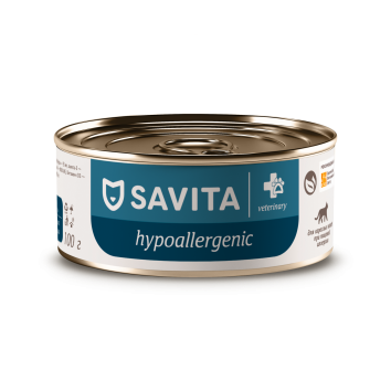 Savita Vet Hypoallergenic - Ветеринарный диетический влажный корм для взрослых кошек при пищевой аллергии, 100 г
