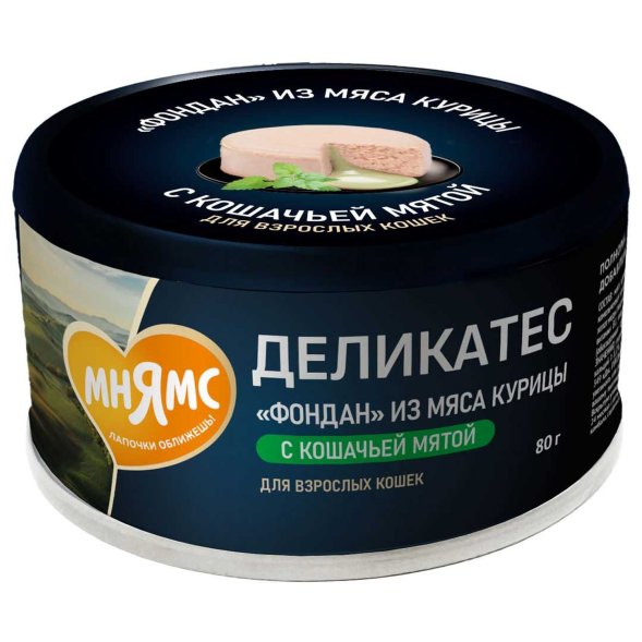 Мнямс Деликатес &amp;quot;Фондан&amp;quot; - Влажный корм из мяса курицы с кошачьей мятой для кошек 80 г