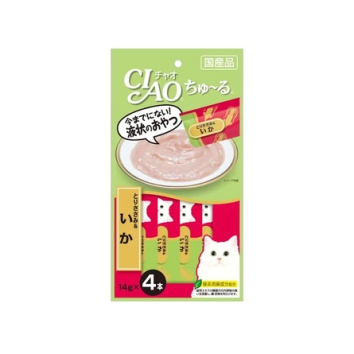 Inaba Ciao Churu - Пюре для кошек, куриное филе и кальмар, 14 гр х 4 шт