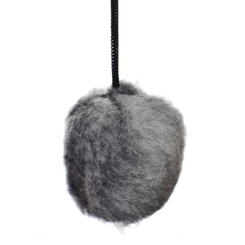 PetSHOP - Когтеточка-столбик, восьмиугольная с помпоном, темно-серая, 48x36x34 см джут, мех