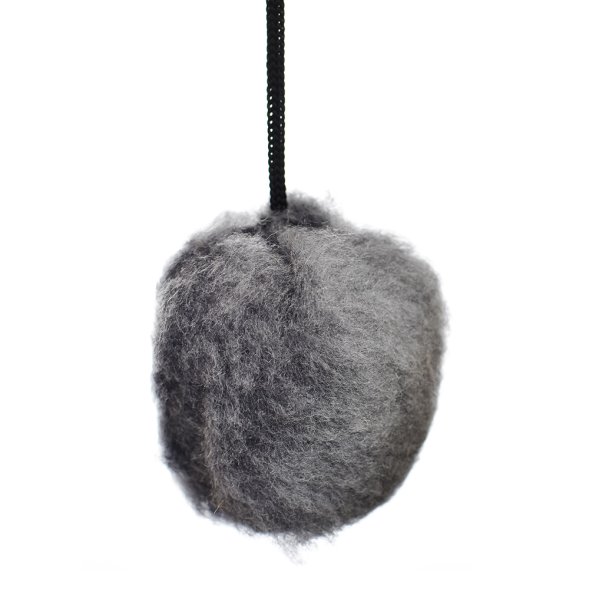 PetSHOP - Когтеточка-столбик, восьмиугольная с помпоном, темно-серая, 48x36x34 см джут, мех