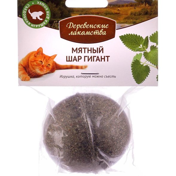 Деревенские Лакомства - Мятный шар &amp;quot;гигант&amp;quot; для кошек 100гр