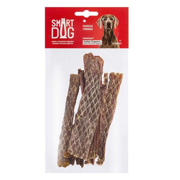 Smart Dog - Лакомство для собак, полоска говяжья 50гр