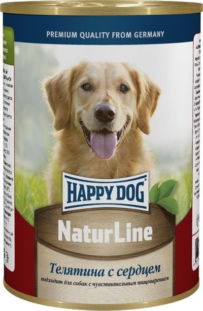 Happy Dog - Кусочки в фарше для собак, телятина с сердцем, 410гр